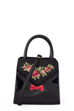 Accessories Retro Vintage English Rose Handbag with Bow - Black
