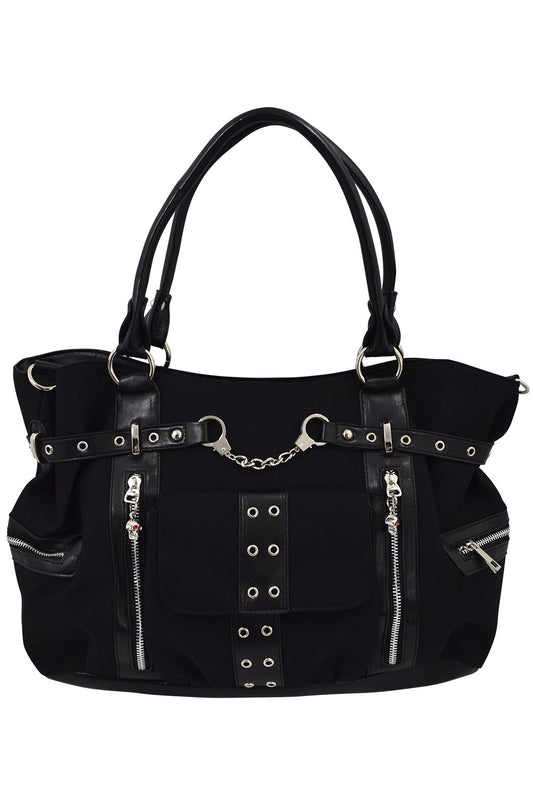 Accessories Rise Up Handcuff Goth Punk Rock Black Tote Crossbody Bag Purse