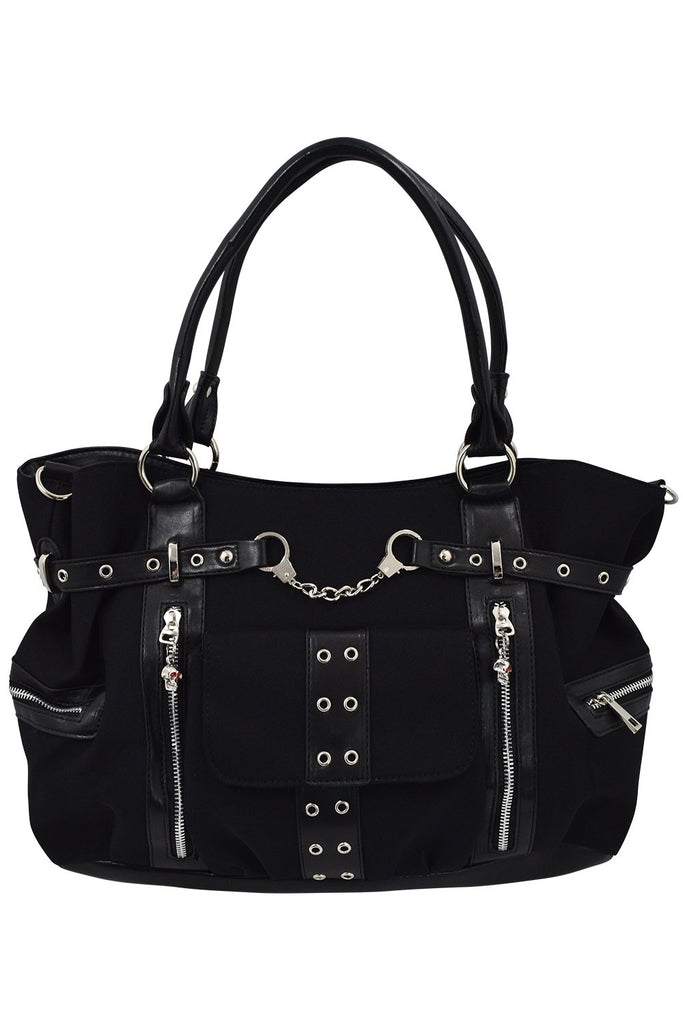 Accessories Rise Up Handcuff Goth Punk Rock Black Tote Crossbody Bag Purse