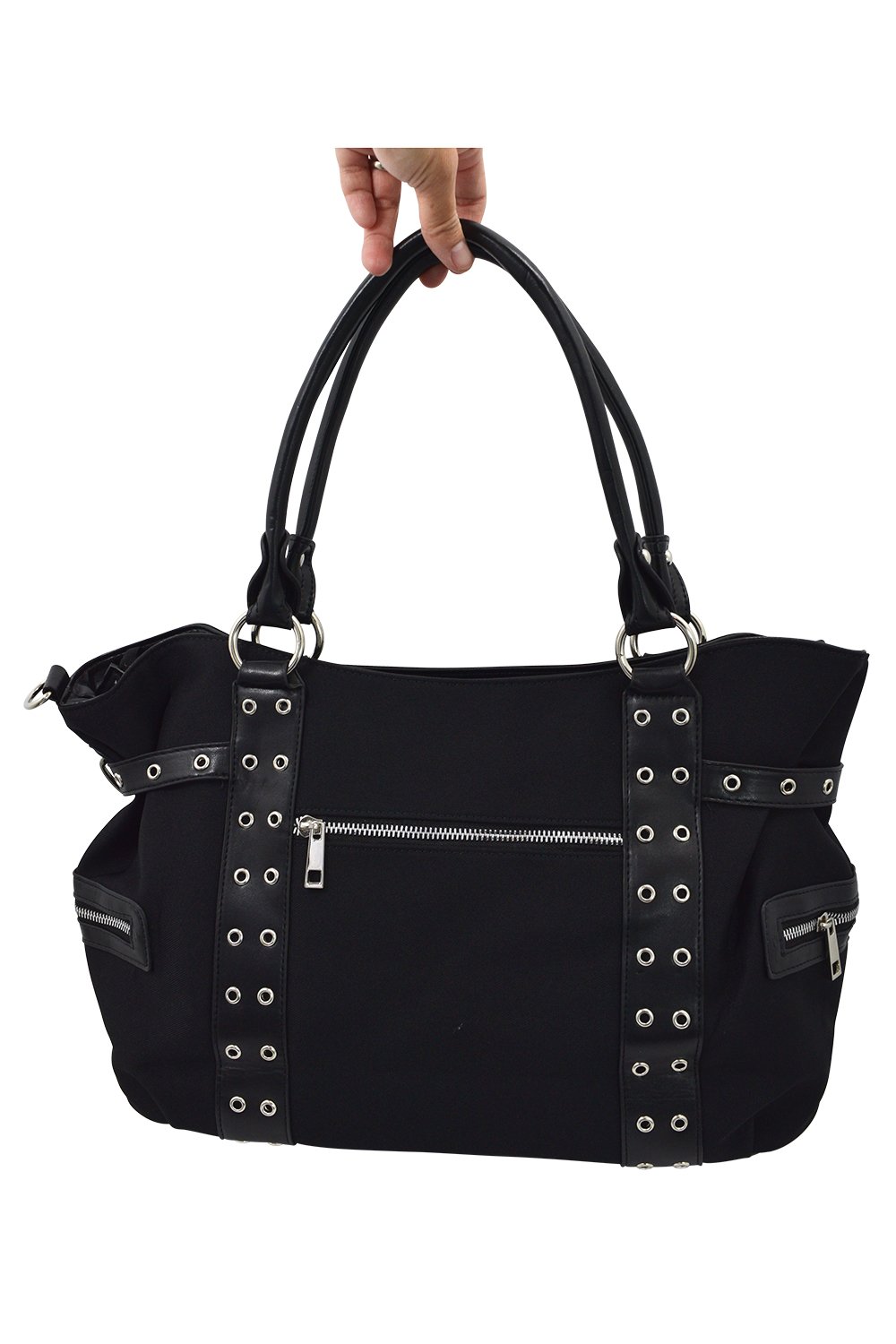 Accessories Rise Up Handcuff Goth Punk Rock Black Tote Crossbody Bag Purse