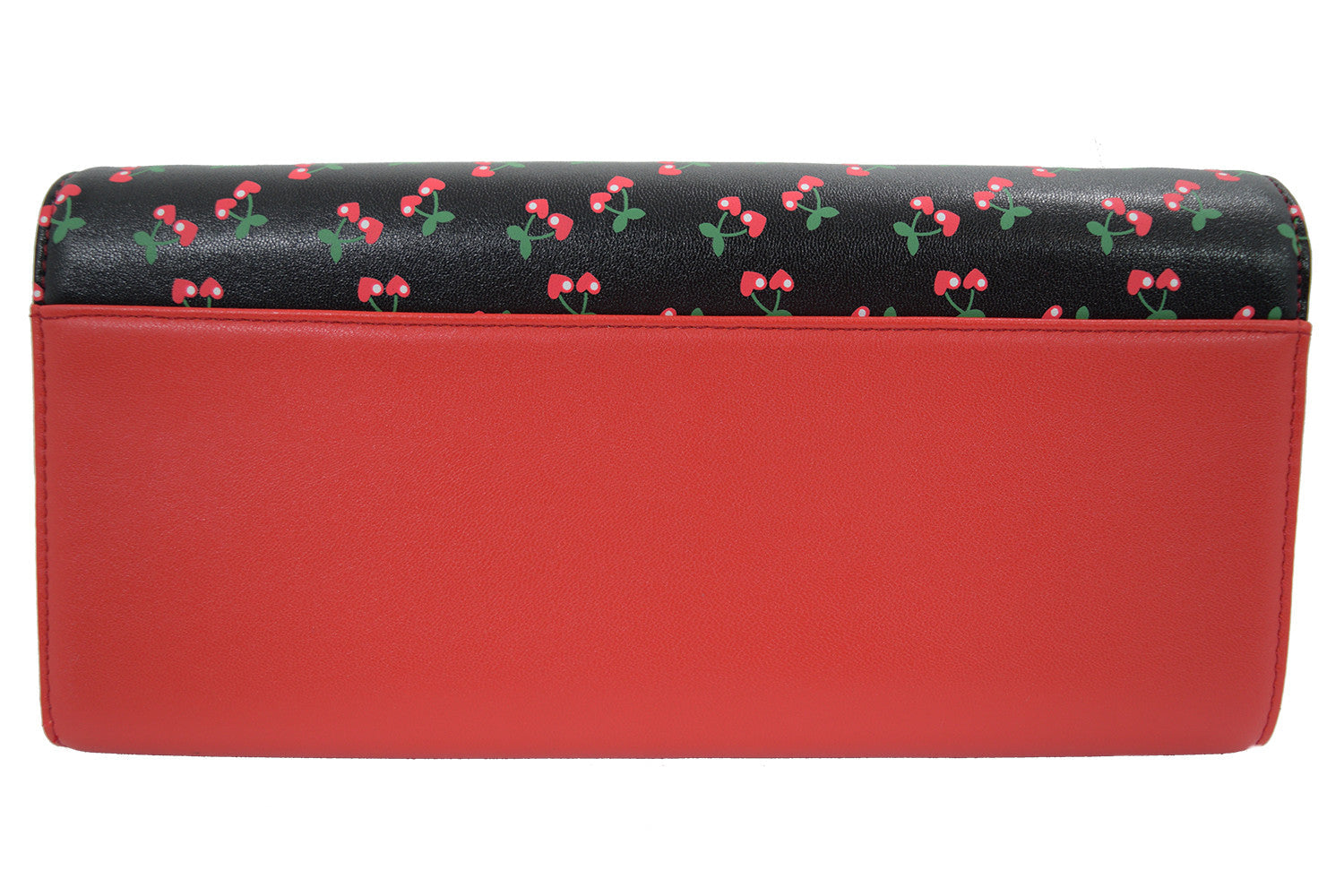 Accessories Black Rockabilly Pin-Up Cherry Love Large Clutch Wallet Crossbody Purse