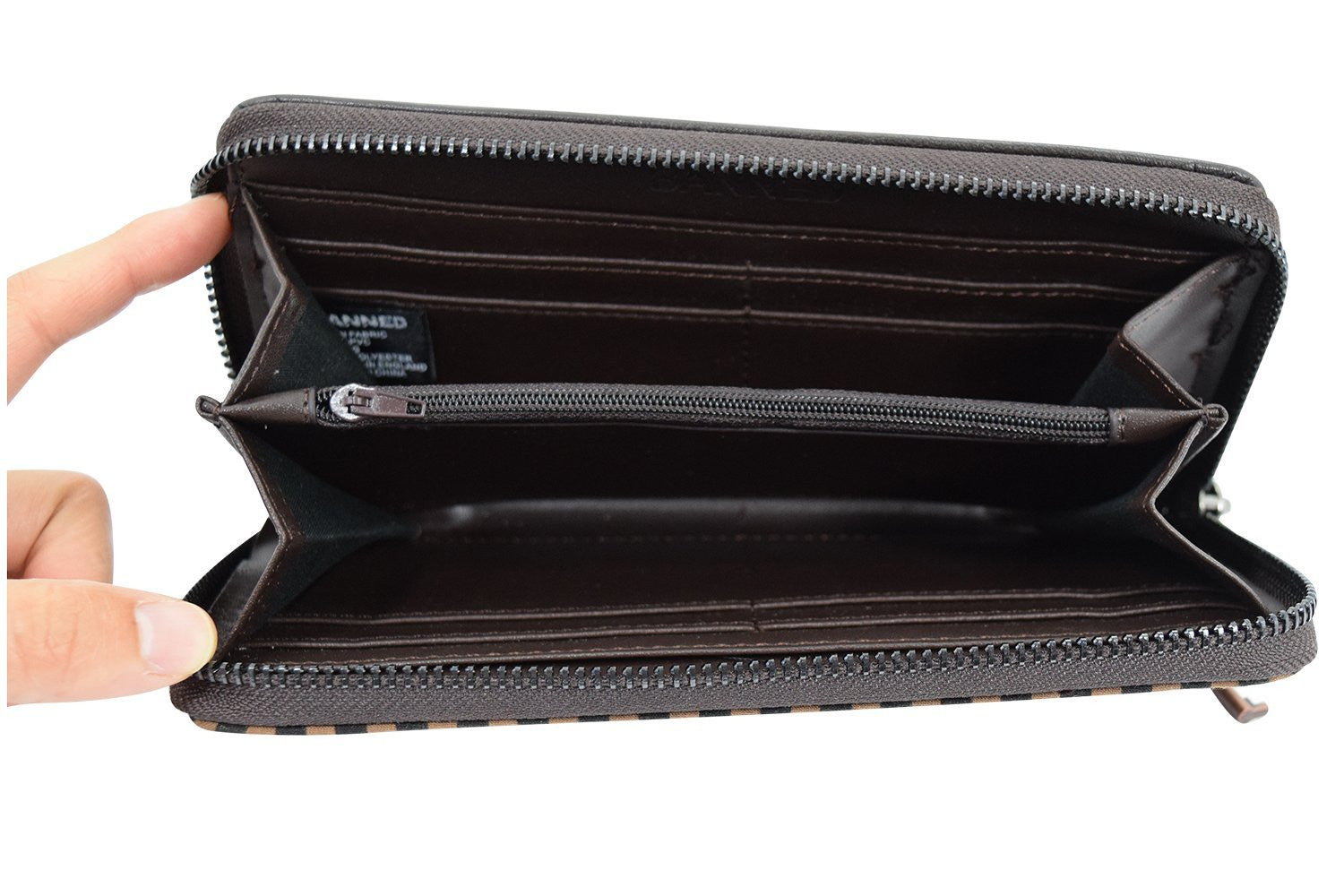 Accessories Steampunk Brown Black Stripes Wild West Key Charm Zip Around Wallet