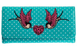 Accessories Swallow Bird Tattoo & Heart Polka Dot embroidery Bi-fold Wallet
