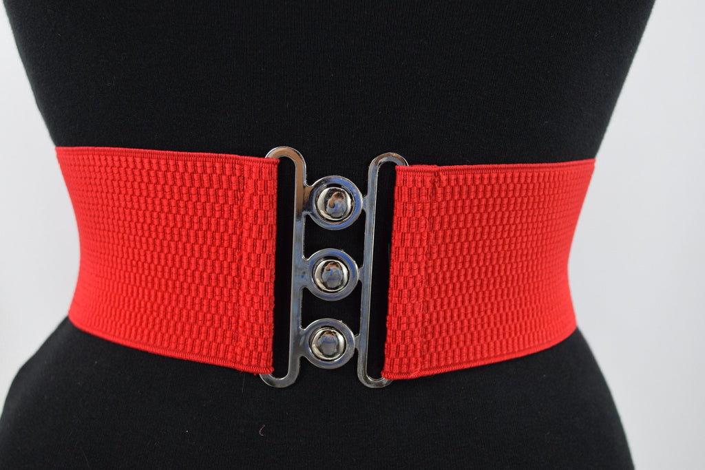 Accessories Vintage Silver Retro Clasp Elastic Wide Stretch Waist Belt