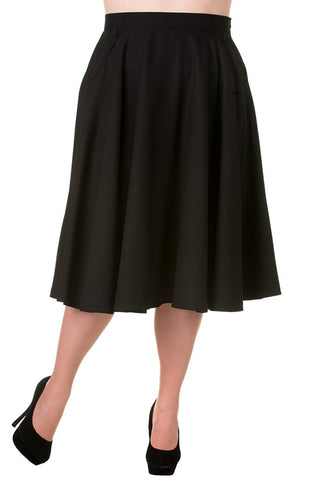 Bottoms 50's 60' Rockabilly Pin-up Black Pocket Swing Skirt