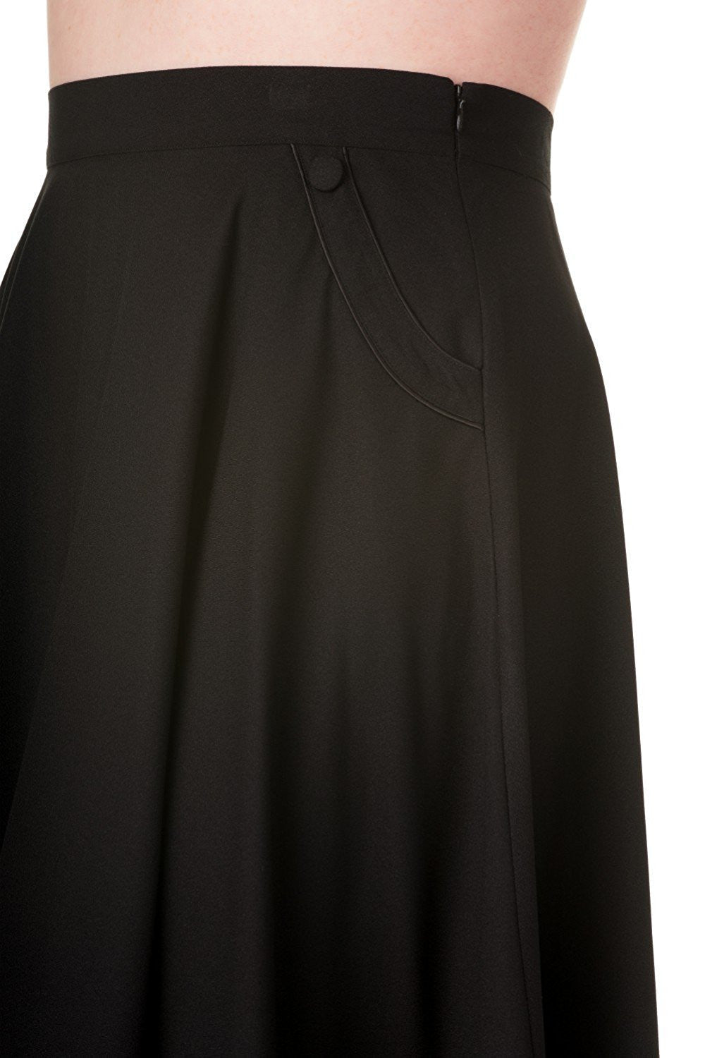 Bottoms 50's 60' Rockabilly Pin-up Black Pocket Swing Skirt