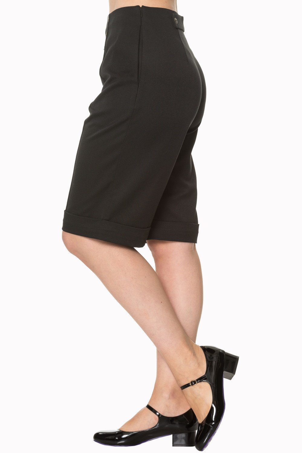 Bottoms 50's Vintage Sailor High Waist Double Buttoned Weekender Bermuda Shorts