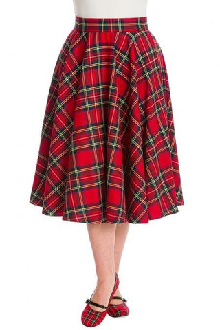 Bottoms Dancing Days Retro 50s Red Tartan Party Swing Skirt