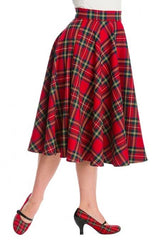 Bottoms Dancing Days Retro 50s Red Tartan Party Swing Skirt