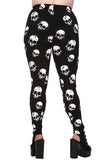 Bottoms Goth Punk Rock white skull leggings Skulls All Over Black Leggings