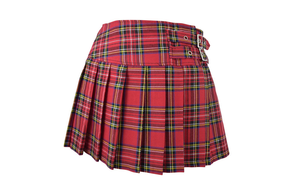 Bottoms Lost Queen Dark Doll Punk Rock Goth Red Tartan Plaid Pleated Mini Skirt