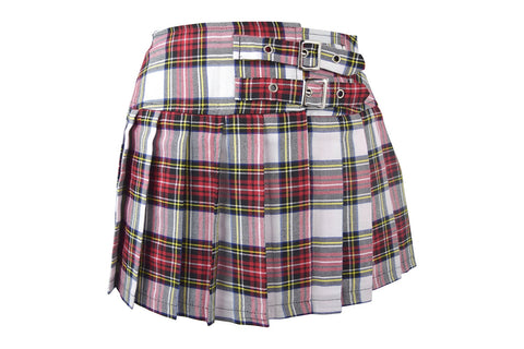 Bottoms Lost Queen Dark Doll Punk Rock Goth White Tartan Plaid Pleated Mini Skirt