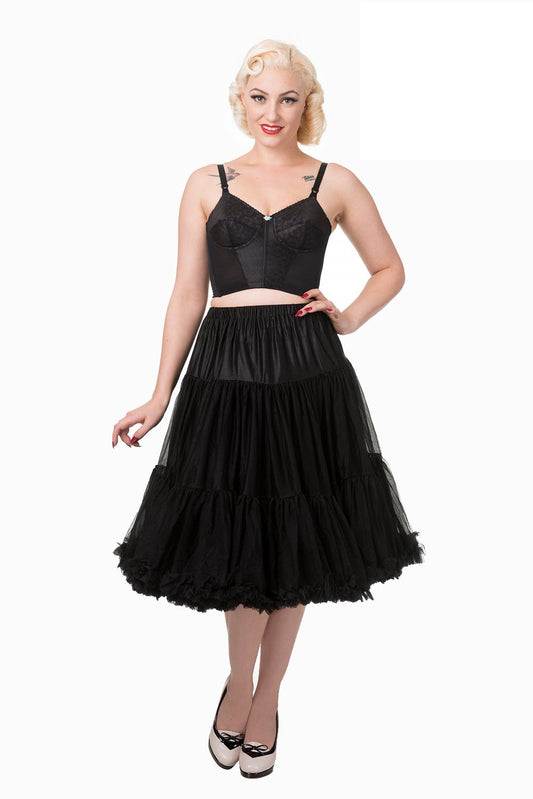 Bottoms Vintage Rockabilly Swing Dance Bridal Underskirt Super Soft Black Petticoat 26"