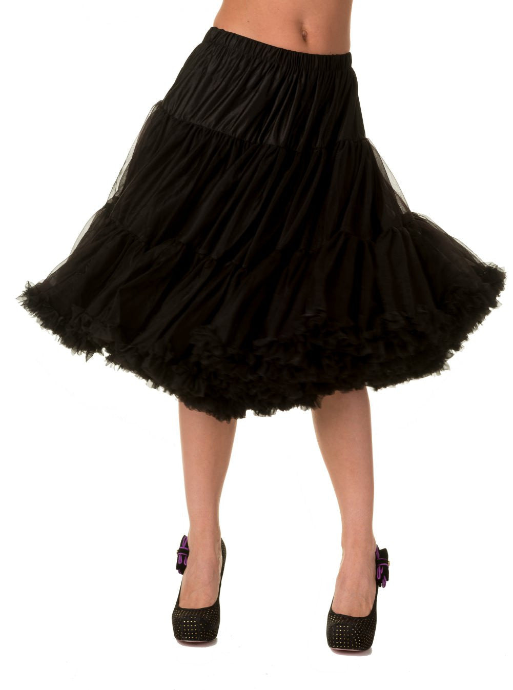Bottoms Vintage Rockabilly Swing Dance Bridal Underskirt Super Soft Black Petticoat 26"