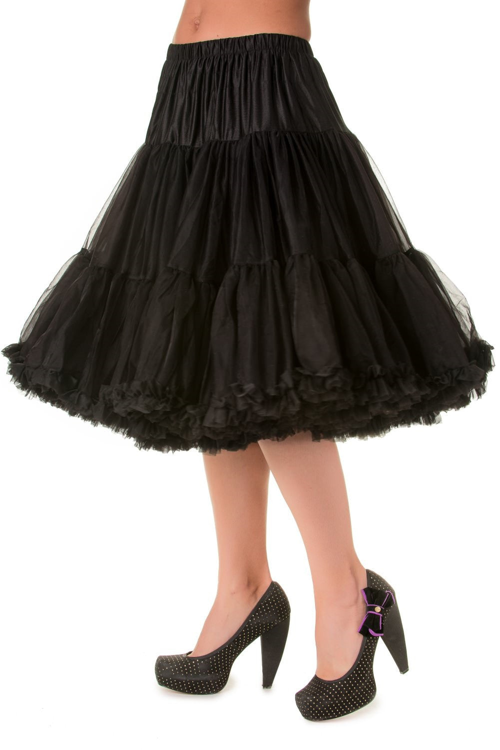 Bottoms Vintage Rockabilly Swing Dance Bridal Underskirt Super Soft Black Petticoat 26"