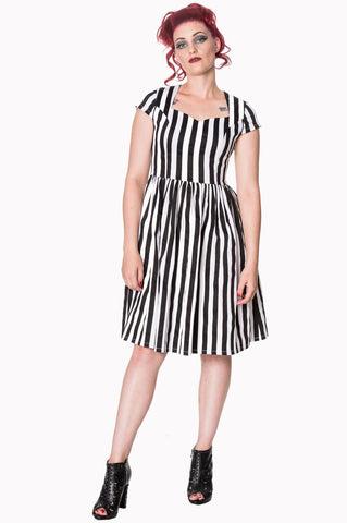 Dresses Lost Queen Gothic Black and White Striped Night Circus Dress