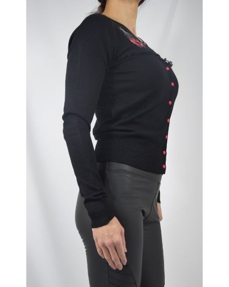 Tops Lost Queen Kawaii Goth Mystical Poison Bottle RIP Black Cardigan Sweater