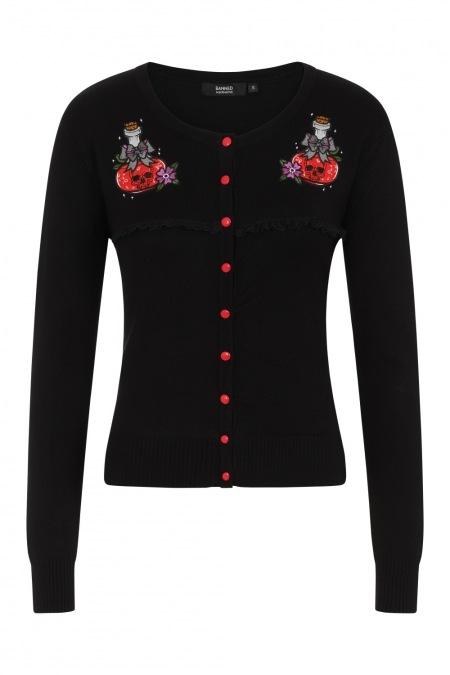 Tops Lost Queen Kawaii Goth Mystical Poison Bottle RIP Black Cardigan Sweater