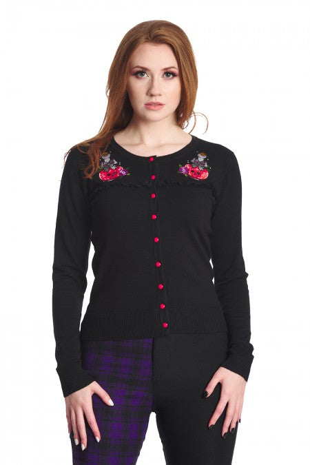 Tops Lost Queen Kawaii Goth Mystical Poison Bottle RIP Black Cardigan Sweater