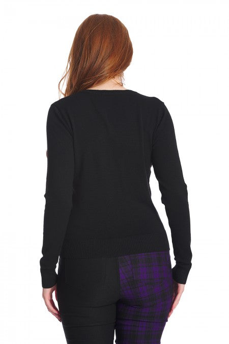 Tops Lost Queen Kawaii Goth Mystical Poison Bottle RIP Black Cardigan Sweater