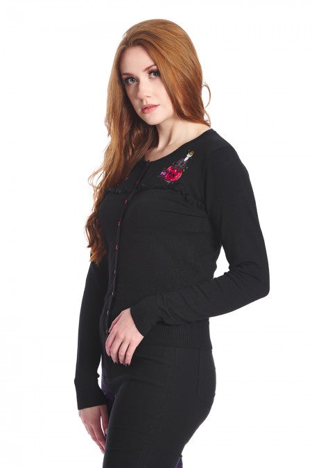 Tops Lost Queen Kawaii Goth Mystical Poison Bottle RIP Black Cardigan Sweater