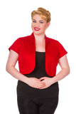 Tops 2XL / Red Plain Solid Color Short Sleeve Cropped Bolero Jacket