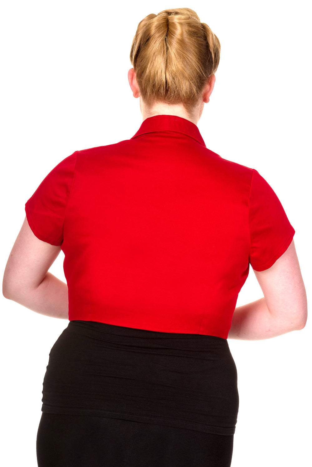 Tops Plain Solid Color Short Sleeve Cropped Bolero Jacket