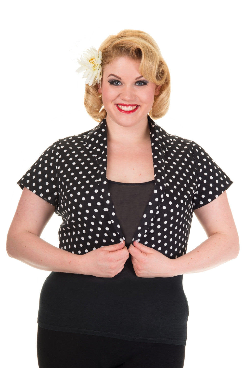 Tops Plain Solid Color Short Sleeve Cropped Bolero Jacket