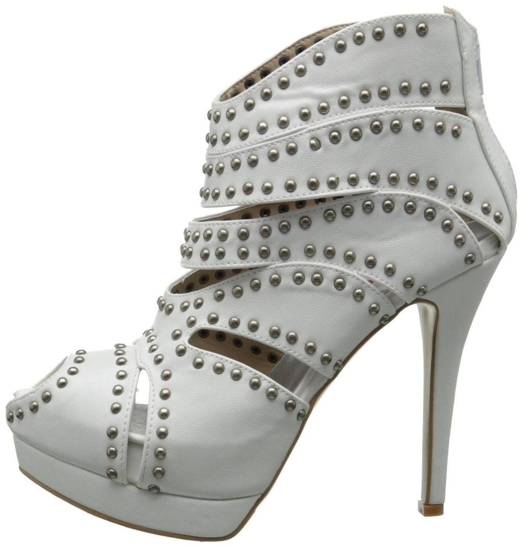 Accessories Caged Studded Cut Out Open Toe Stiletto High Heel Platform Ankle Booties