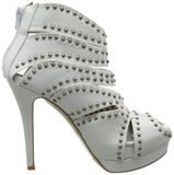 Accessories Caged Studded Cut Out Open Toe Stiletto High Heel Platform Ankle Booties