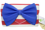 Accessories Blue Bow Bow Wallet Clutch Purse - Striped Clutch Wallet Crossbody Purse with Oversized Bow