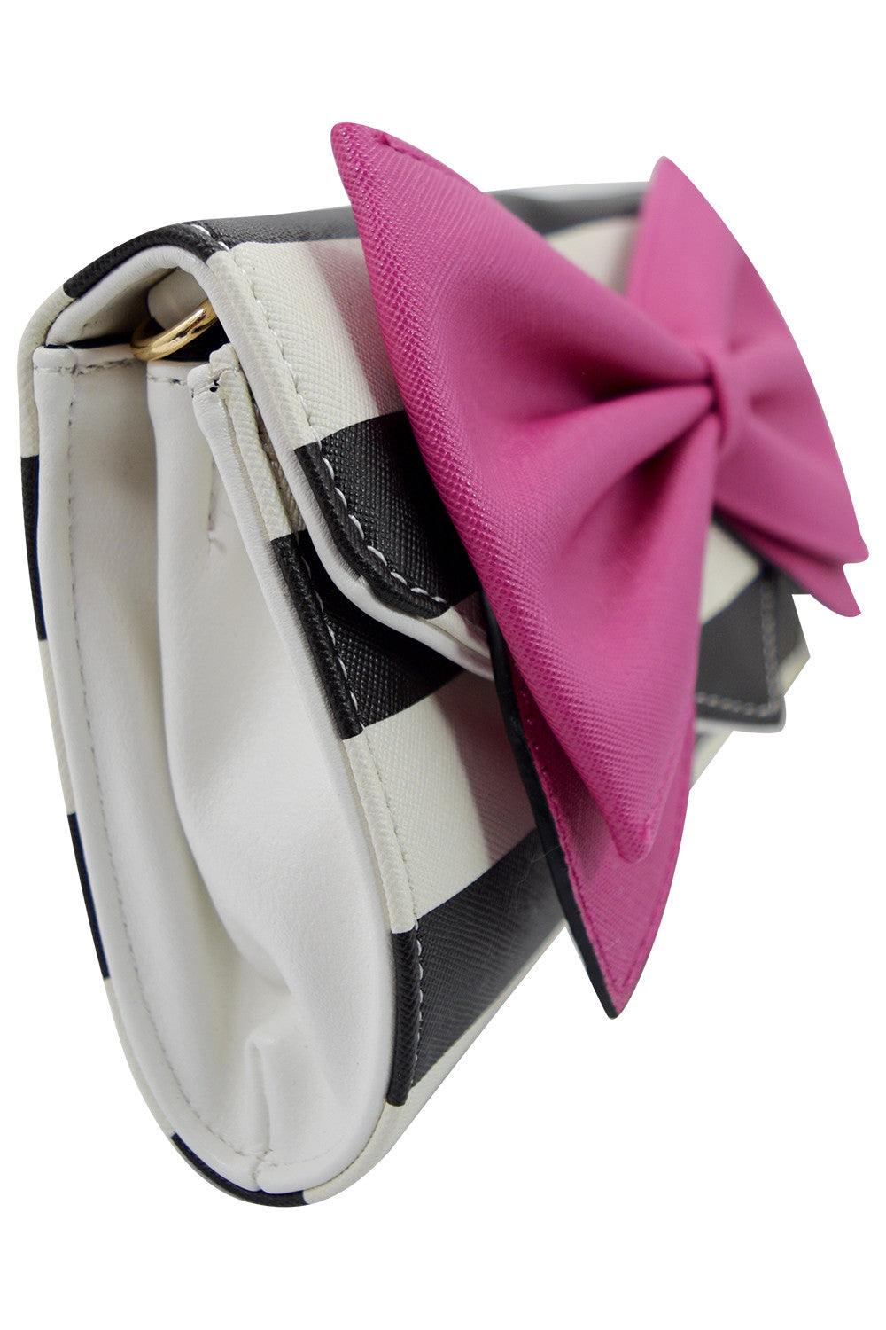 Accessories Bow Wallet Clutch Purse - Striped Clutch Wallet Crossbody Purse with Oversized Bow