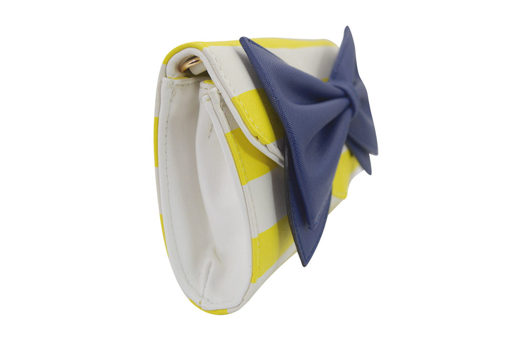 Accessories Bow Wallet Clutch Purse - Striped Clutch Wallet Crossbody Purse with Oversized Bow