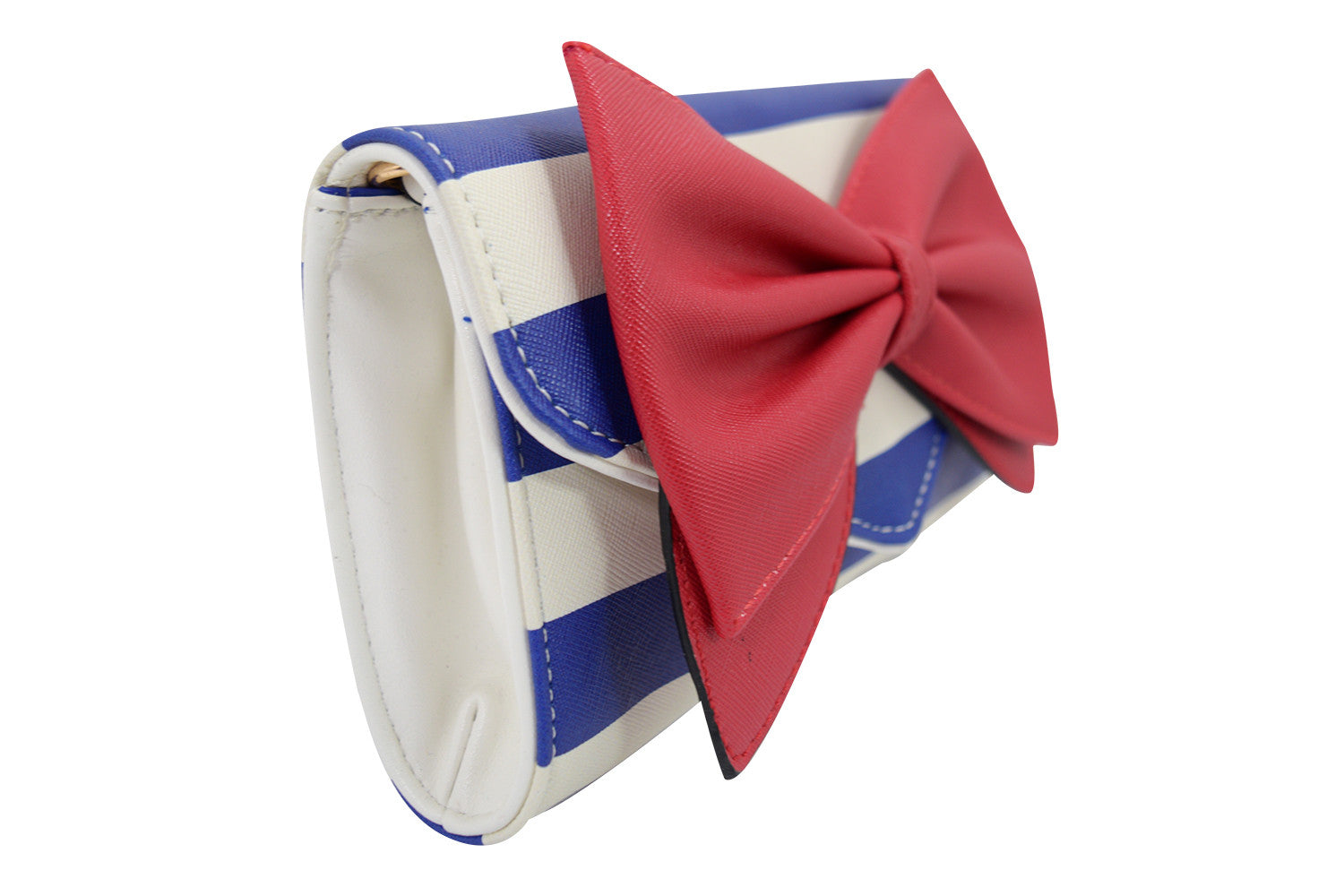 Accessories Bow Wallet Clutch Purse - Striped Clutch Wallet Crossbody Purse with Oversized Bow
