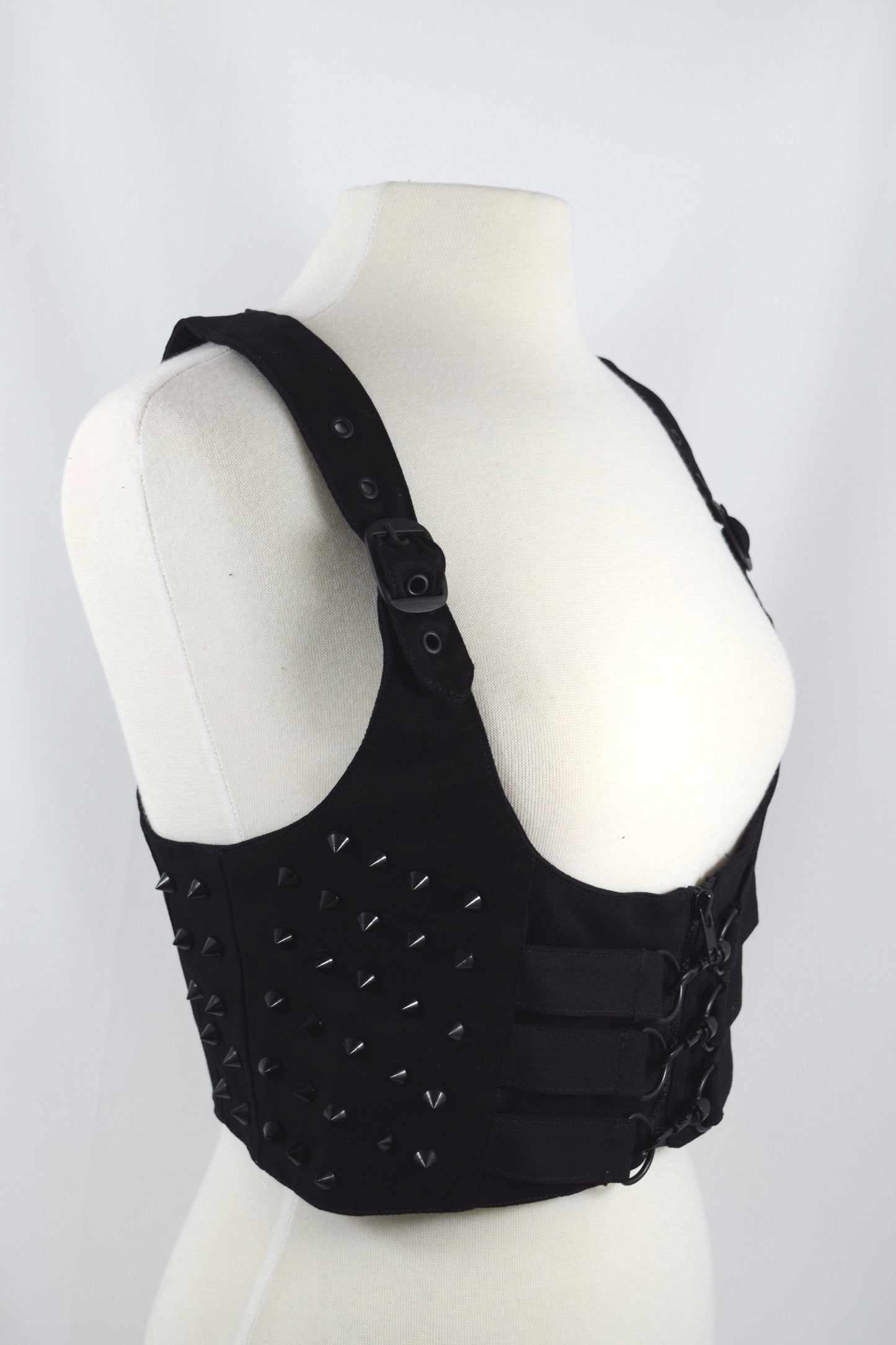 Accessories Heartless Gothic Punk Grunge Black Gothic buckle harness vest With studs