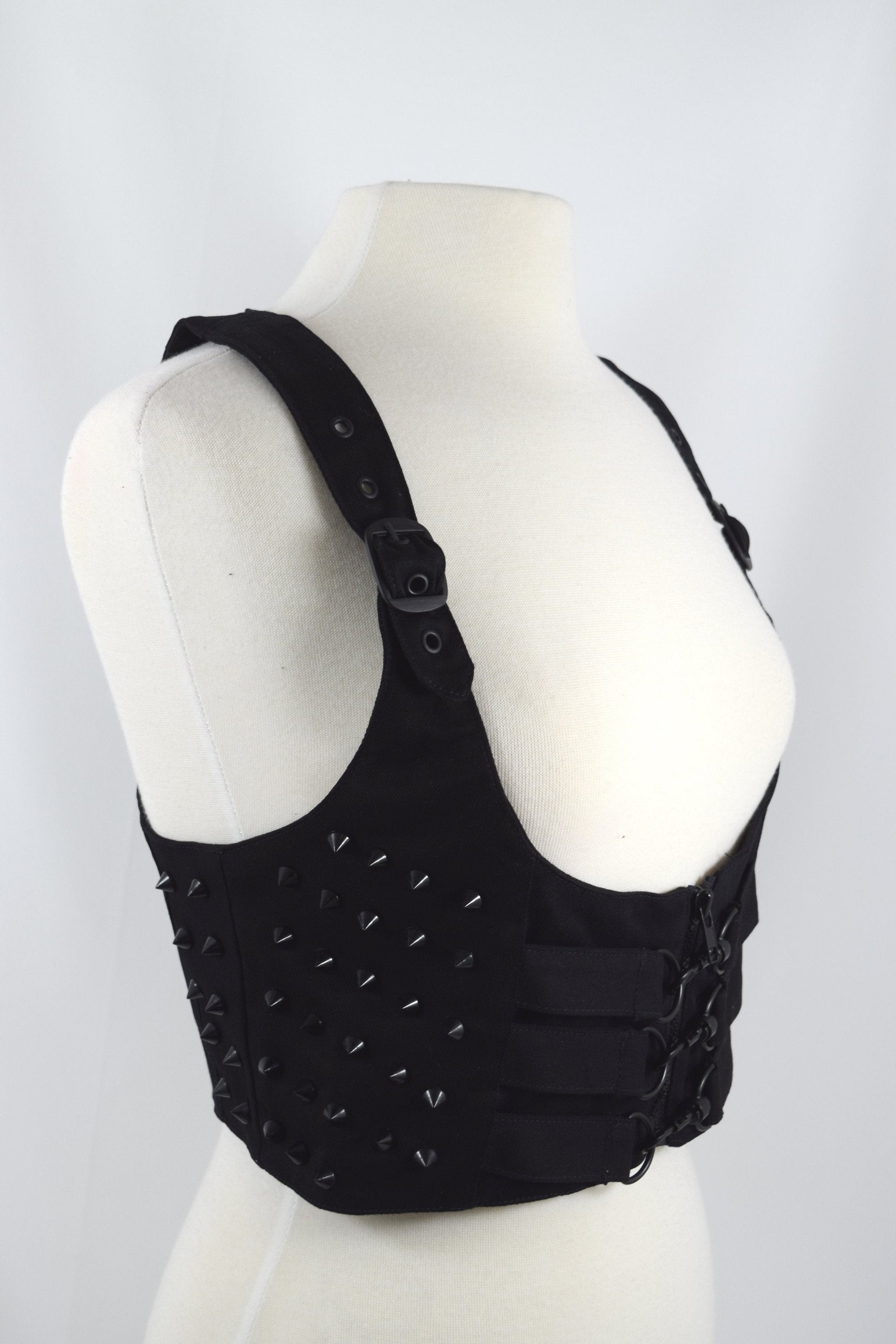 Accessories Heartless Gothic Punk Grunge Black Gothic buckle harness vest With studs