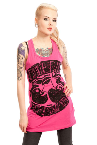 Dresses Vixxsin Clothing Rockabilly Punk Tattoo Lady Cherry Cherries Pink Mini Dress - Small