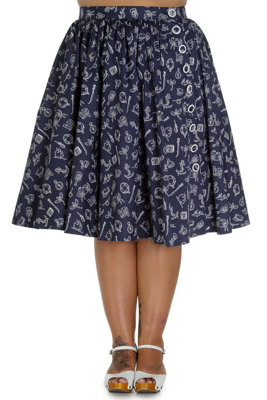 Bottoms 3XL / Navy Hell Bunny 50's Marin Nautical Navy Swing Skirt