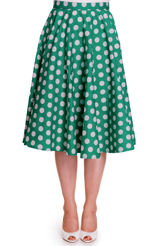 Bottoms 4XL / green Hell Bunny 50's Polka dot Green White Polka Dot Mariam Circle Swing Skirt