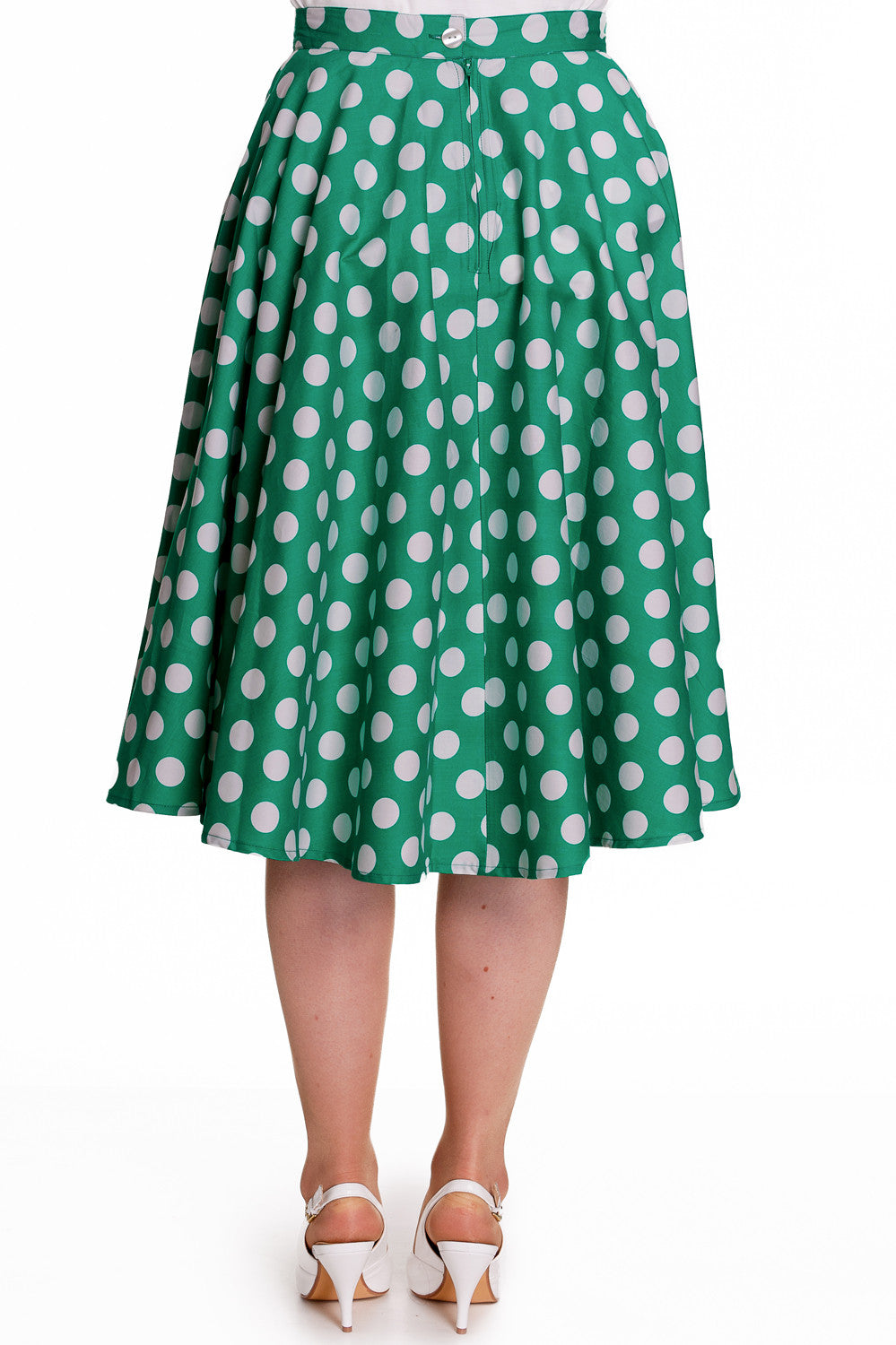 Hell Bunny 50's Polka dot Green White Polka Dot Mariam Circle