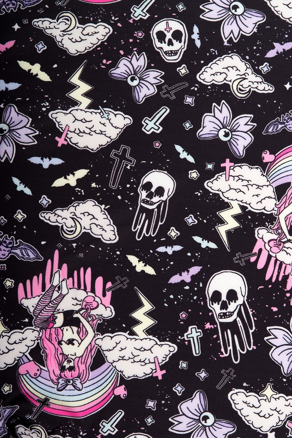 Bottoms XS Hell Bunny Candy Goth Lolita Skull Skater Mini Skirt
