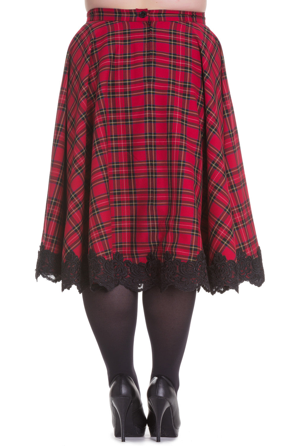 Bottoms Victorian Rock Red Royal Stewart Tartan High-low Flare Circle Skirt