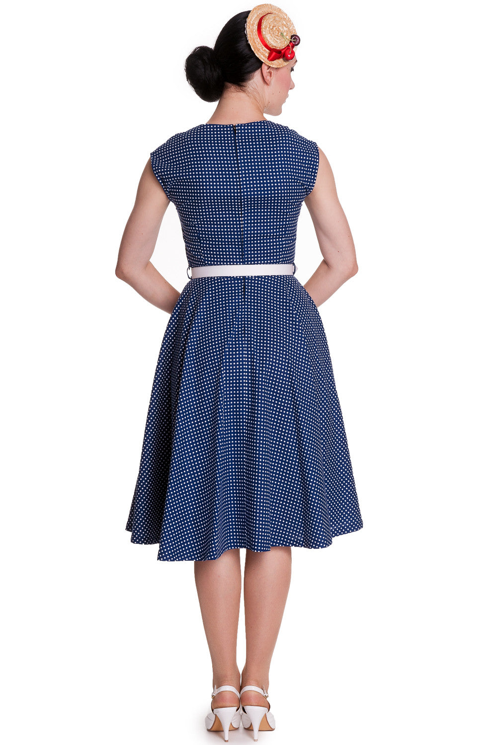 Dresses Hell Bunny 50's Vintage Style Country Girl Polka Dot Square Neck Flare Party Dress