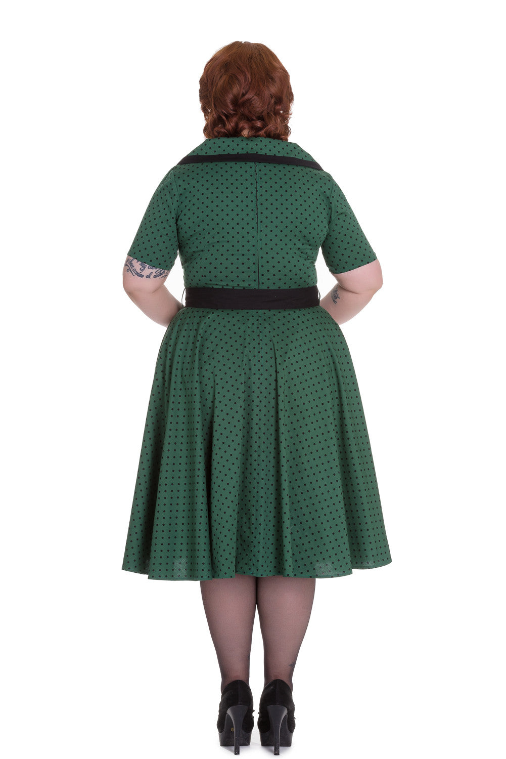 Dresses Hell Bunny 60's Vintage Style Polka Dot Starlet Wide V-neck Collar Party Dress