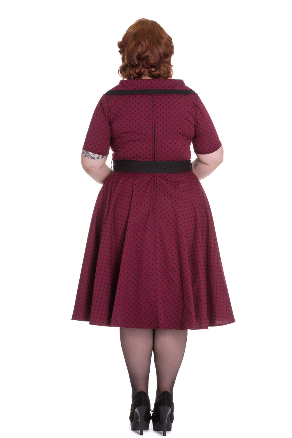 Dresses Hell Bunny 60's Vintage Style Polka Dot Starlet Wide V-neck Collar Party Dress