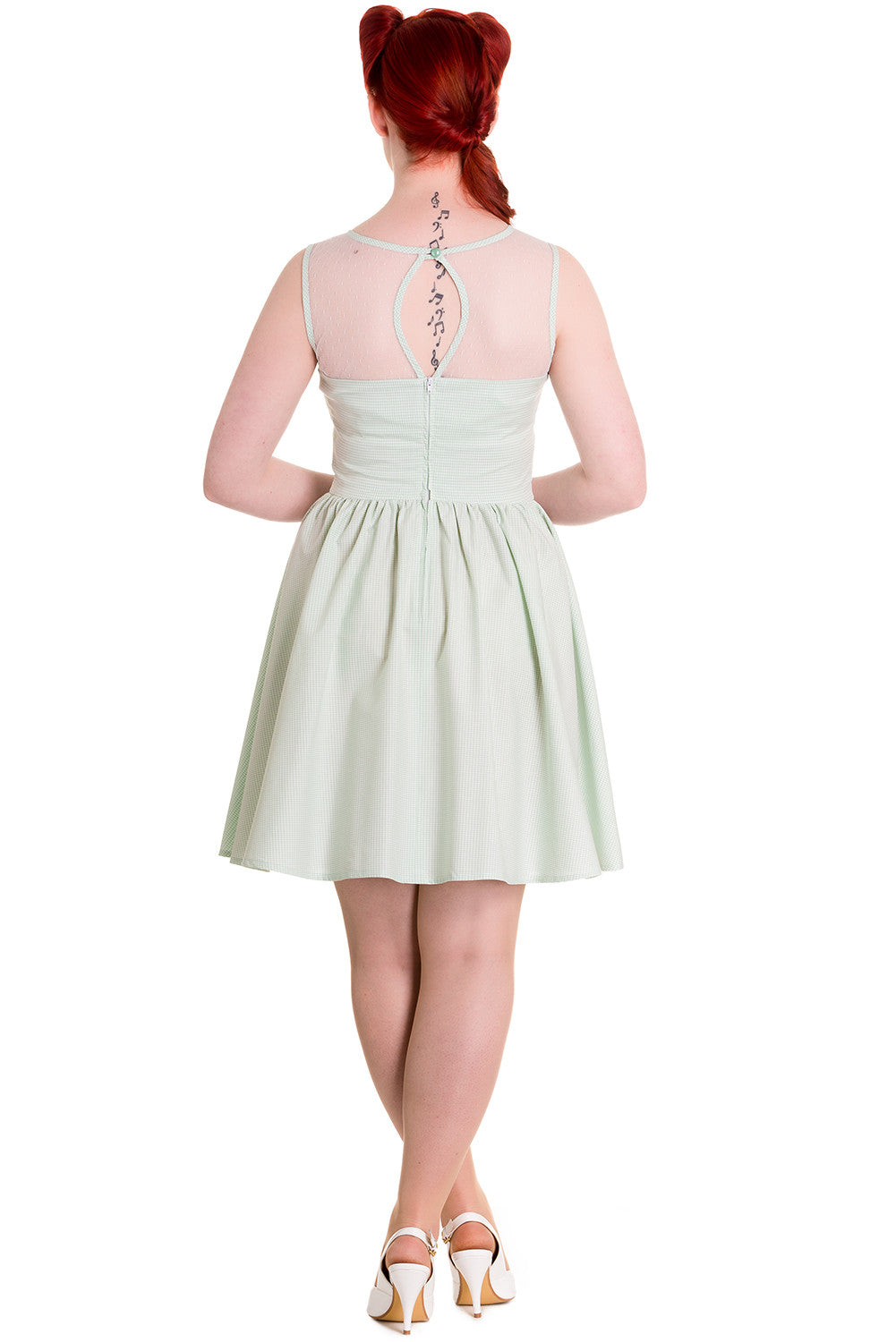Hell Bunny Alice in the Wonderland Mint Green Gingham Check Sheer Top Party Dress, 4X / Green Hell Bunny Alice in the Wonderland Mint Green Gingham Check Sheer Top Party Dress, 4X / Green