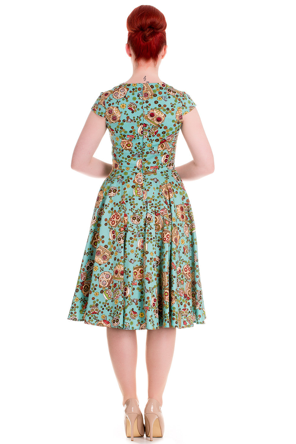 skull party dress Cornflower Blue Tea Party Dress with Embroidered Skull Gloomth