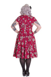 Dresses Hell Bunny Calavera Day of the Dead Flower Sugar Skull Print Red Party Dress