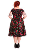 Dresses Hell Bunny Sweet Cherry Pop Cherry Love 50's Pinup V-neck Flare Party Dress
