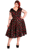 Dresses Hell Bunny Sweet Cherry Pop Cherry Love 50's Pinup V-neck Flare Party Dress